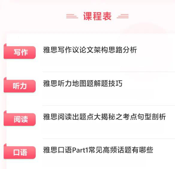 雅思培訓機構課程大綱安排